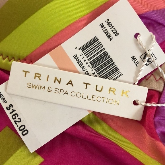 Trina Turk Multi Waltz Ring-Front Bandeau One Piece Swimsuit Size 2 - Picture 11 of 12